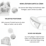 KEINE LÄSTIGEN GURTE ZU LÖSEN Du kannst dein Baby hochnehmen oder hinlegen, wann immer du willst.
