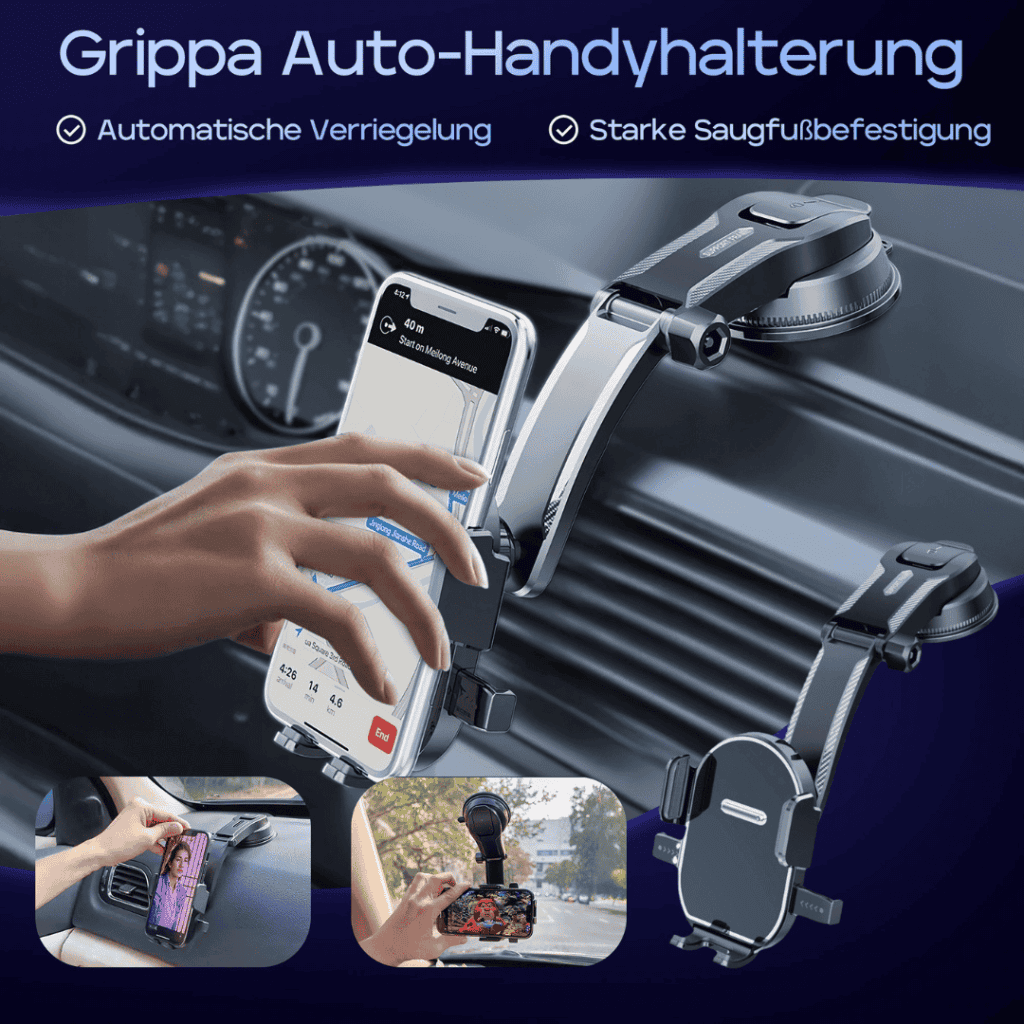 SWZEC Grippa Auto-Handvhalterung Mit Saugnapf - 360° Drehbare Smartphone Halterung Für Alle Handys