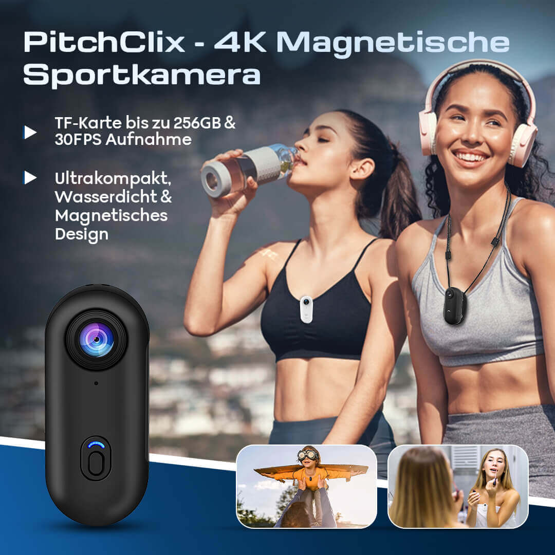 PitchClix 4K Sportkamera – Freihändig, Wasserdicht &amp; Magnetisch