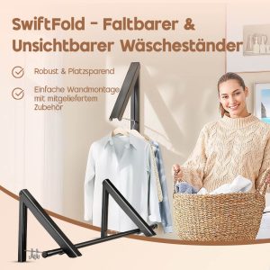 SwiftFold – Platzsparender klappbarer Wäscheständer für drinnen & draußen