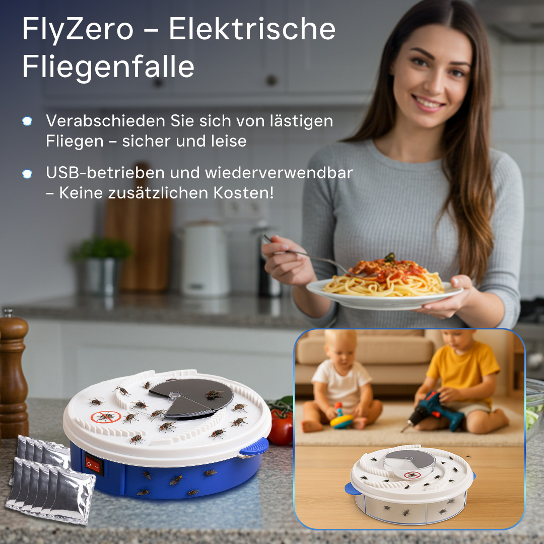 FlyZero Elektrische Fliegenfalle – Sicher &amp; Chemiefrei