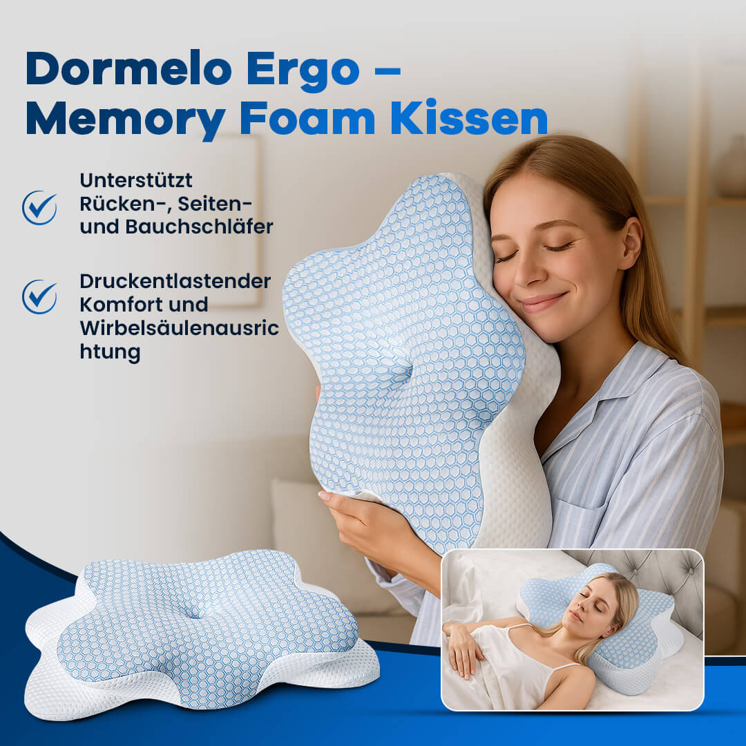 Dormelo Ergo Memory-Schaum Kissen – Ergonomisch &amp; Schmerzfrei Schlafen