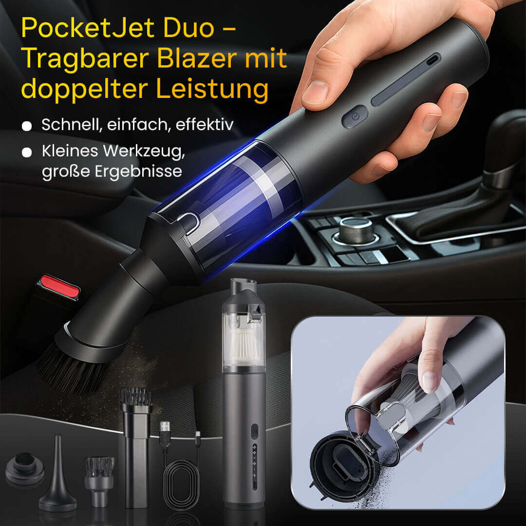 PocketJet Duo – Tragbarer 2-in-1 Staubsauger &amp; Bläser