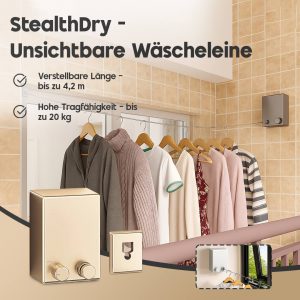 StealthDry Unsichtbare Wäscheleine – Platzsparend & Stark